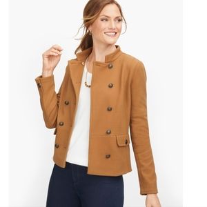 Talbots Twill Knit Brown Blazer 12 Petite